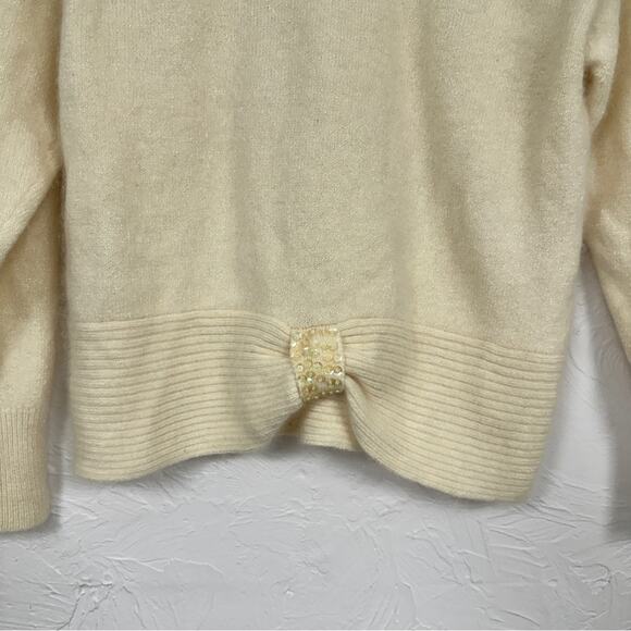 Vintage Lilly of California Cream Angora Wool Blend Sweater Womens M Coquette - Picture 2 of 11